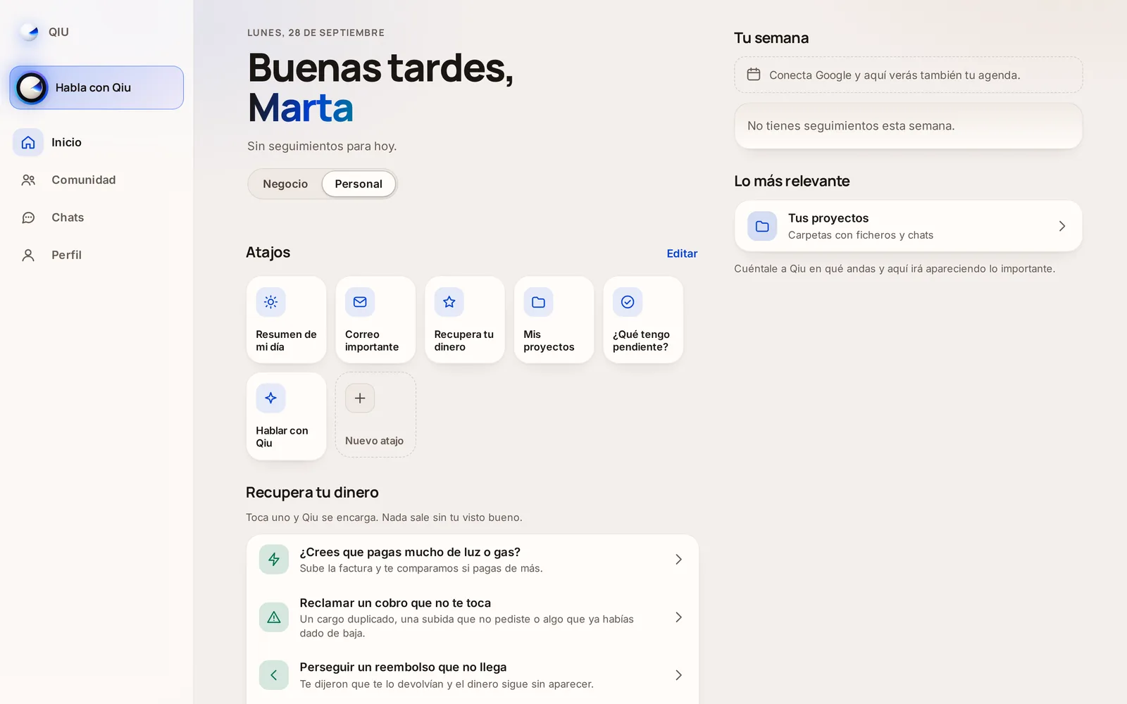 Elige Día, Noche o Automático. El tema se guarda en tu cuenta y te acompaña en todos tus dispositivos.